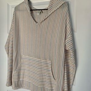 Aria and Brin white/pink striped hoodie, size M